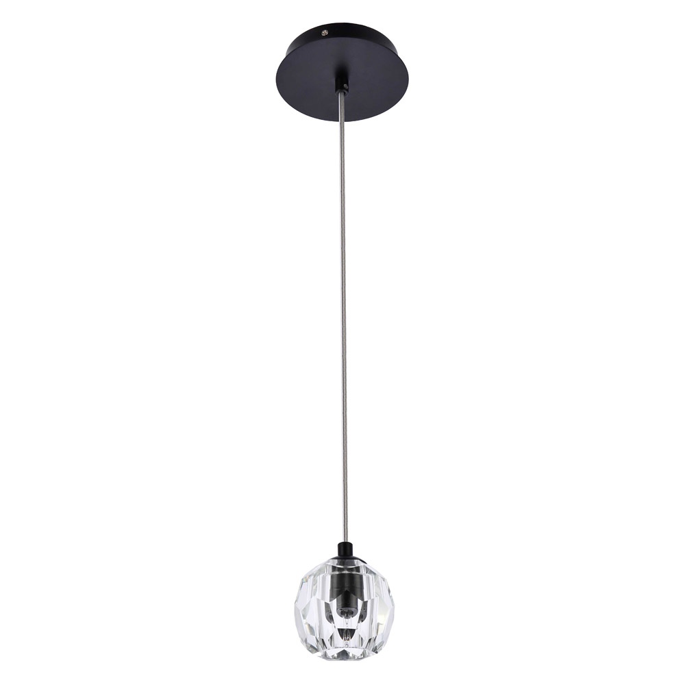 Elegant Eren 1 Light Pendant - Black, L 5.5" (3505D6BK)