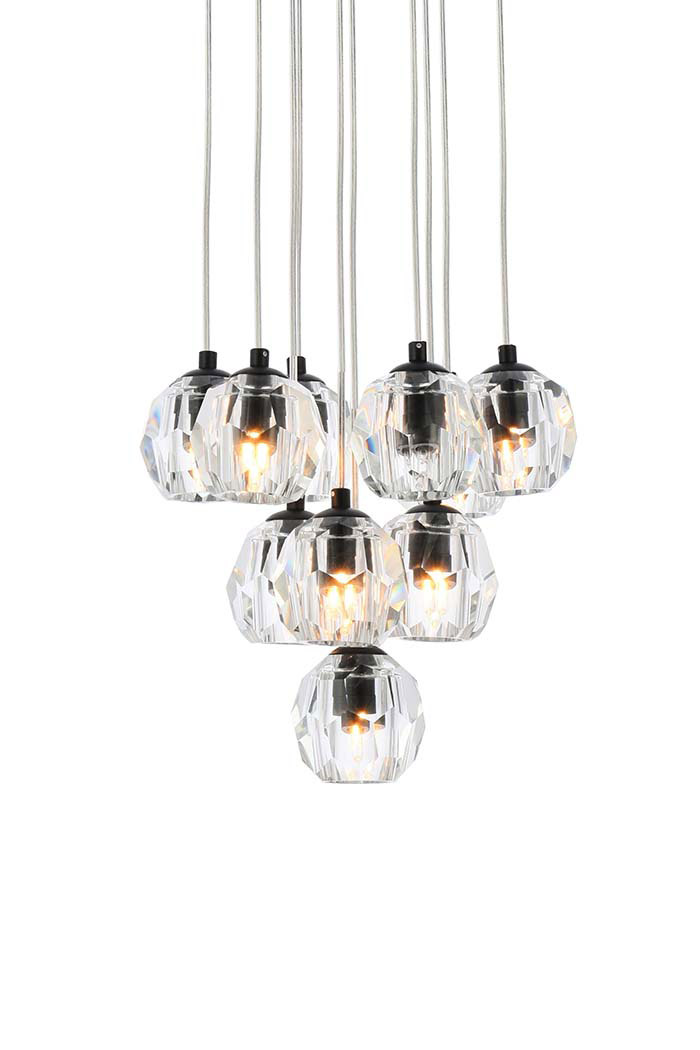 Elegant Eren 24 Lights Pendant - Black, L 11" (3505G11BK)