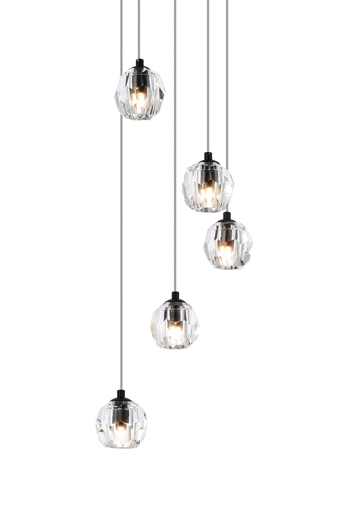 Elegant Eren 24 Lights Pendant - Black, L 12" (3505G12BK)