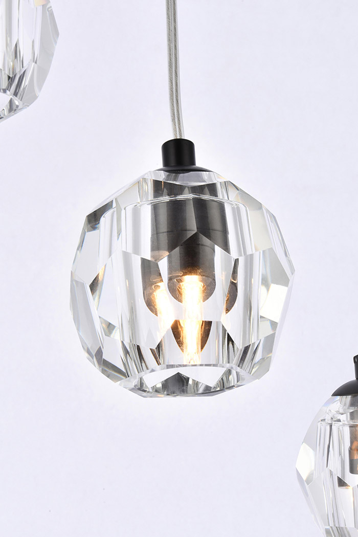 Elegant Eren 24 Lights Pendant - Black, L 12" (3505G12BK)