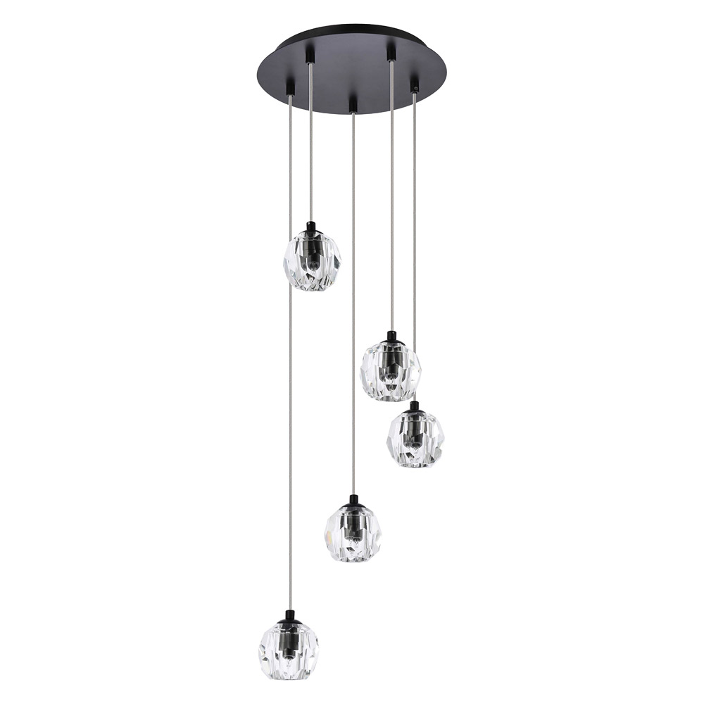 Elegant Eren 24 Lights Pendant - Black, L 12" (3505G12BK)