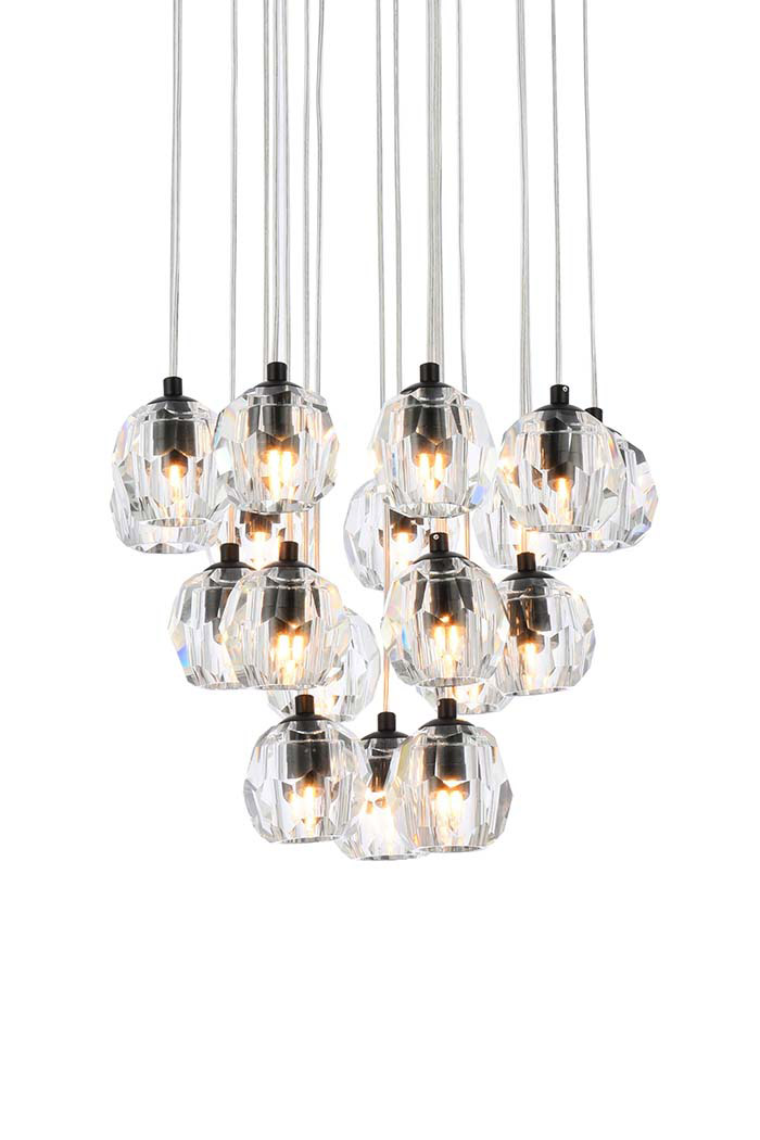 Elegant Eren 24 Lights Pendant - Black, L 15" (3505G15BK)