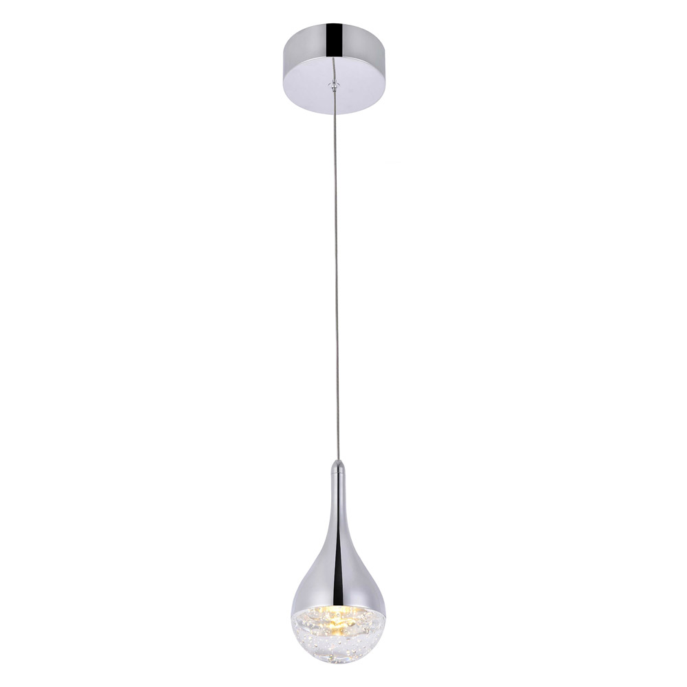 Elegant Amherst 1-Light Led Pendant - Chrome (3801D4C)