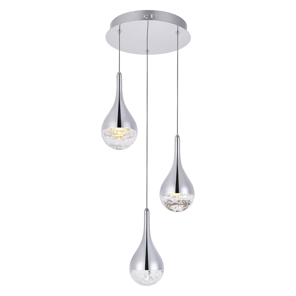 Elegant Amherst 3-Light Led Chandelier - Chrome, L 12" (3803D12C)