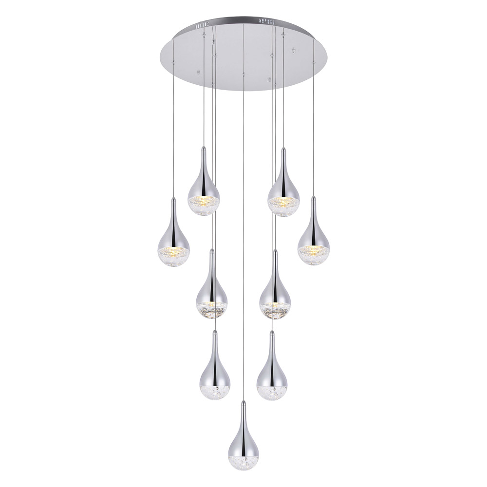 Elegant Amherst 3-Light Led Chandelier - Chrome, L 24" (3809D24C)