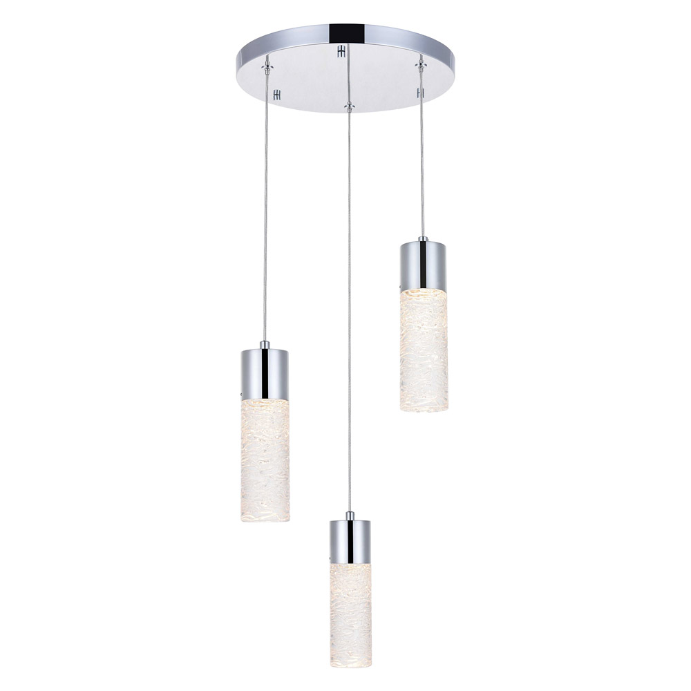 Elegant Pendant Light - Chrome, L 12" (5200D12C)