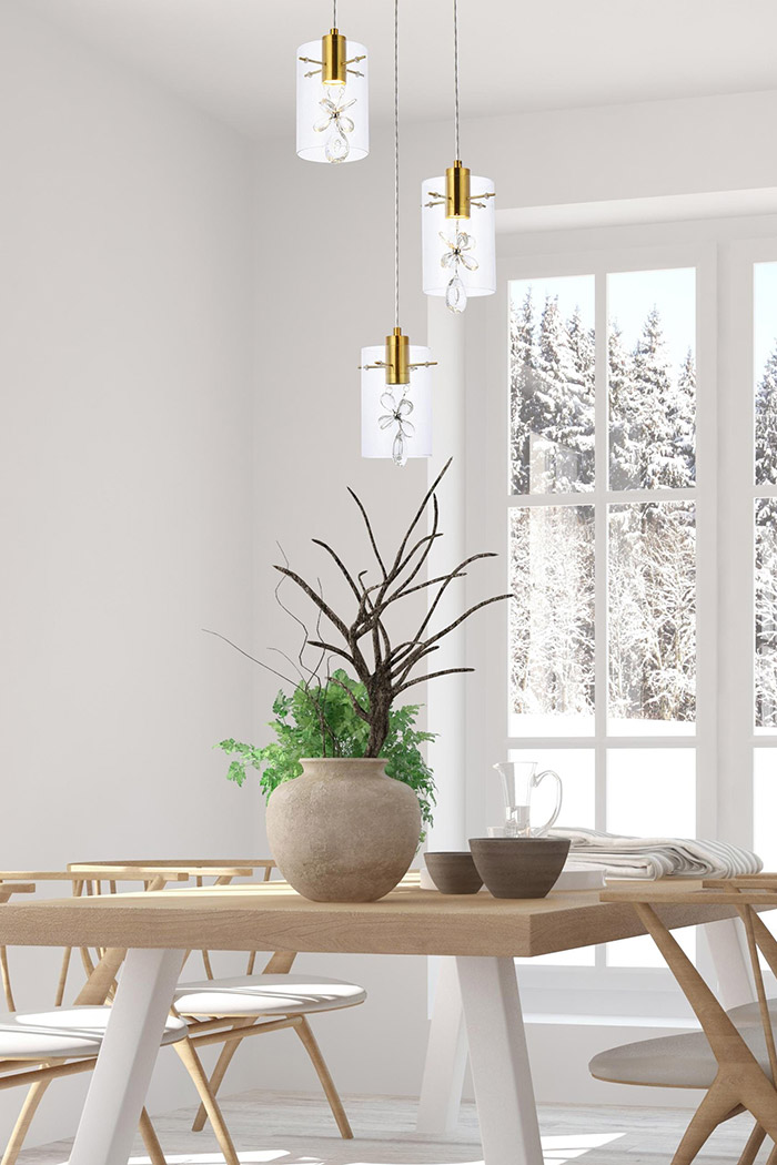 Elegant Hana 3 Lights Pendant - Gold, L 16" (5202D16G)