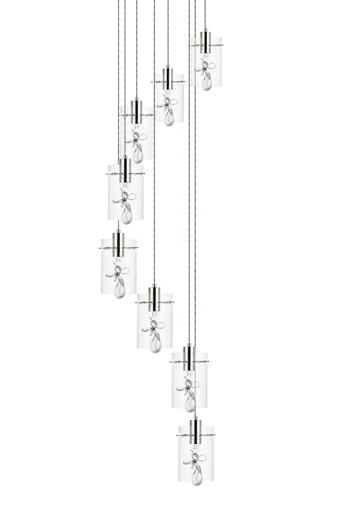 Elegant Hana 3 Lights Pendant - Chrome, L 18" (5202D18C)