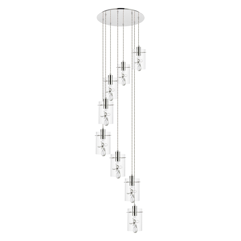 Elegant Hana 3 Lights Pendant - Chrome, L 18" (5202D18C)