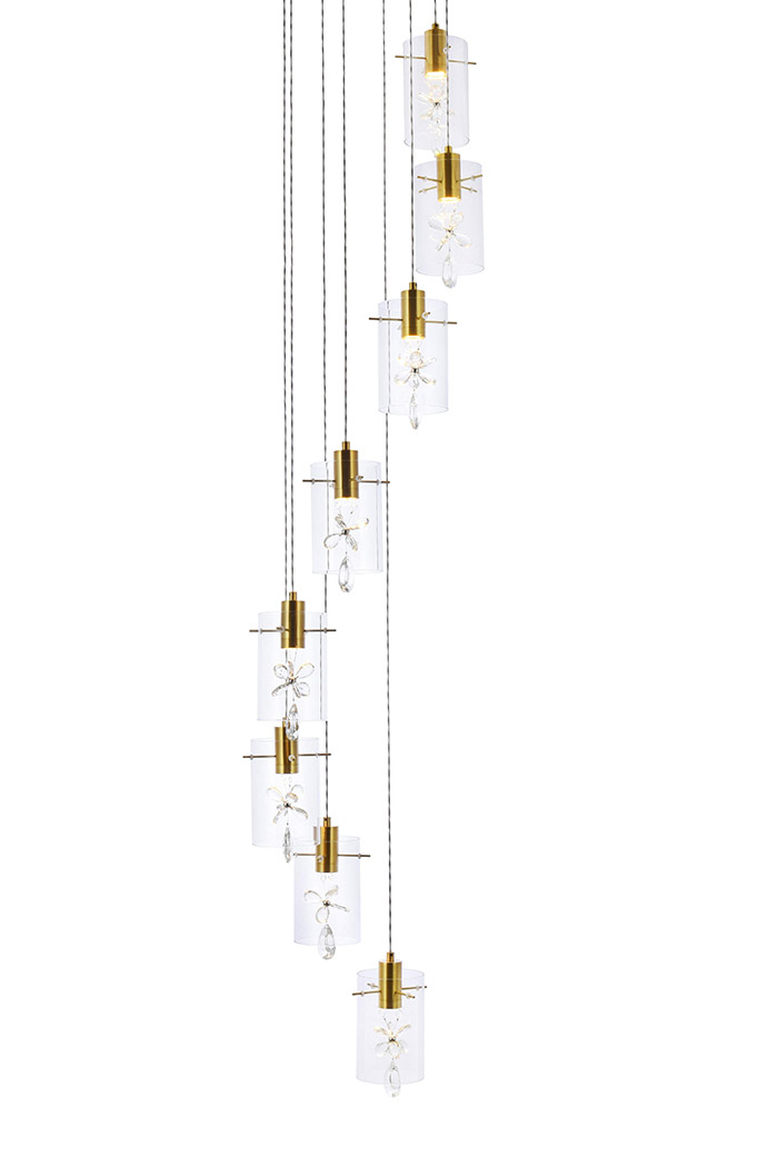 Elegant Hana 3 Lights Pendant - Gold, L 18" (5202D18G)