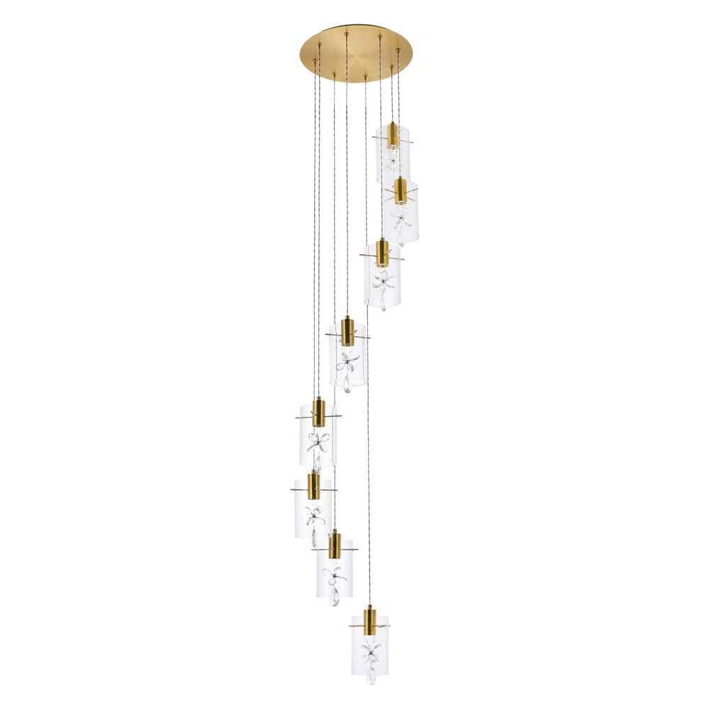 Elegant Hana 3 Lights Pendant - Gold, L 18" (5202D18G)