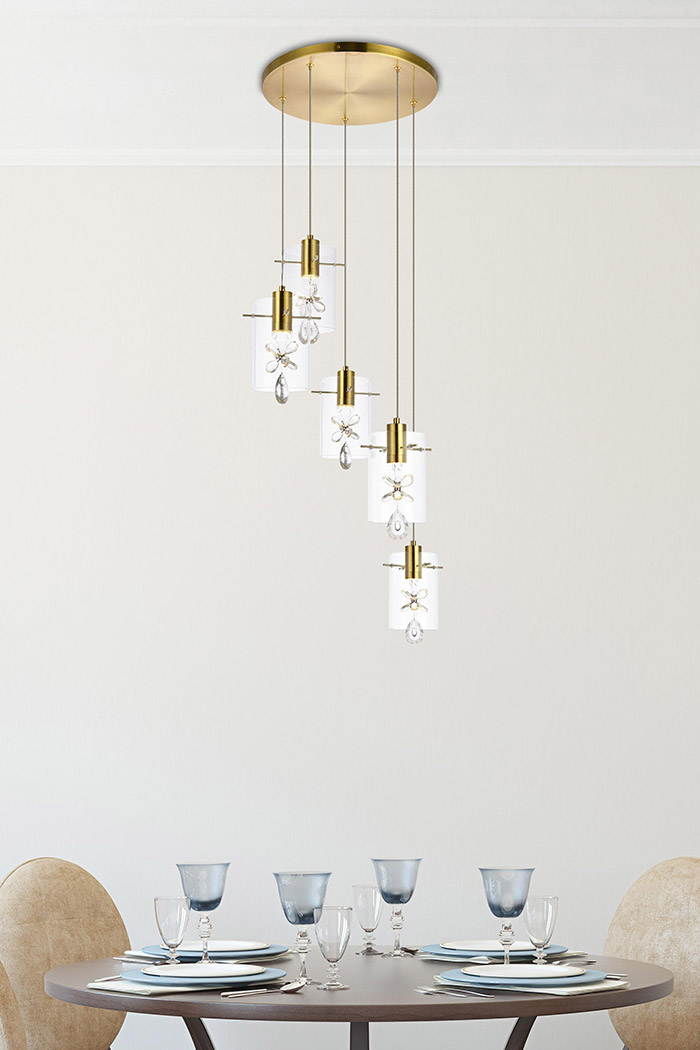 Elegant Hana 3 Lights Pendant - Gold, L 19" (5202D19G)