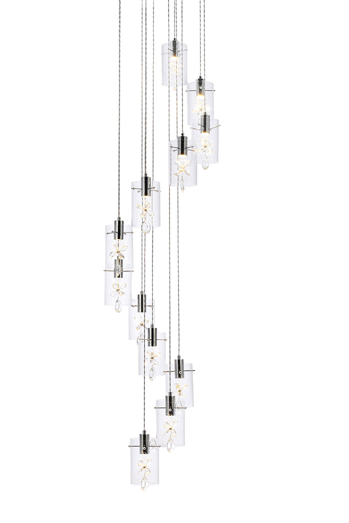 Elegant Hana 3 Lights Pendant - Chrome, L 22" (5202D22C)