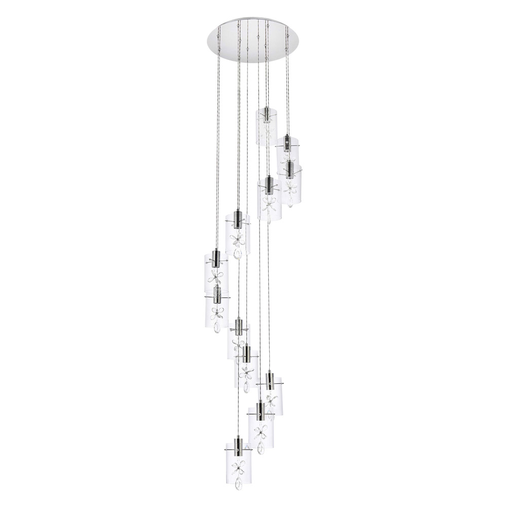 Elegant Hana 3 Lights Pendant - Chrome, L 22" (5202D22C)