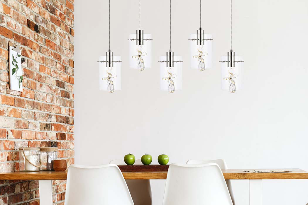 Elegant Hana 3 Lights Pendant - Chrome, L 36" (5202D36C)