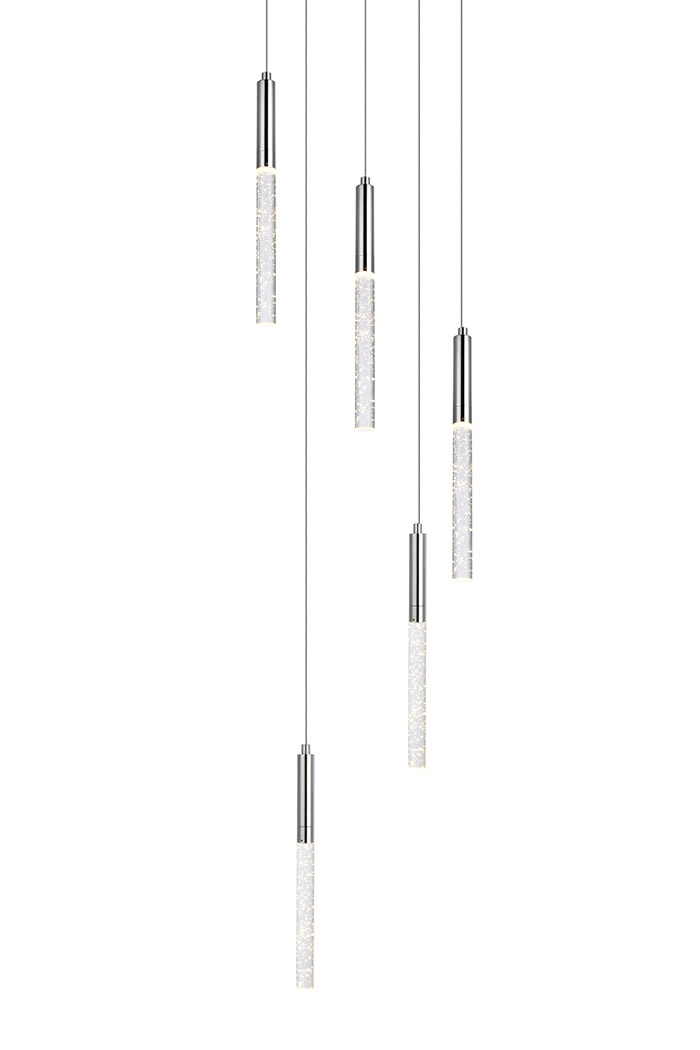 Elegant Ruelle 3 Lights Pendant - Chrome, L 16" (5203D16C)