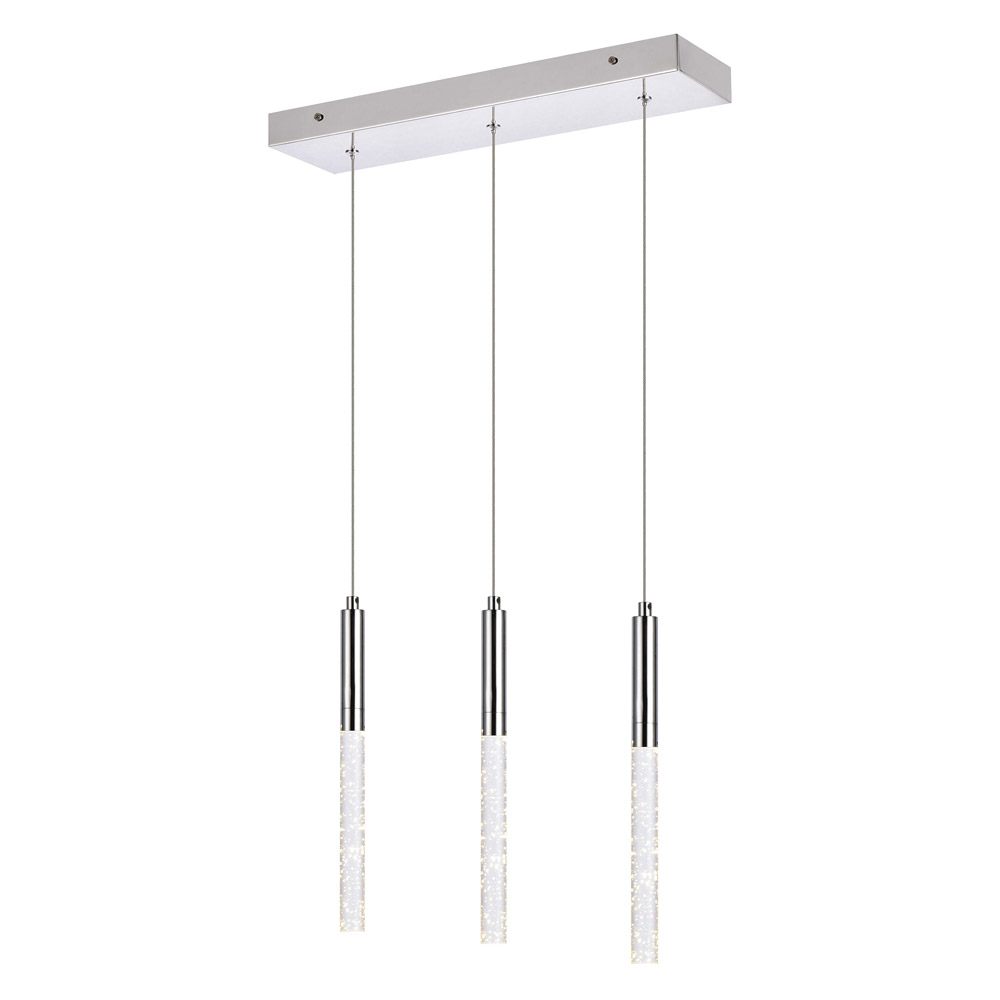 Elegant Ruelle 3 Lights Pendant - Chrome, L 18" (5203D18C)