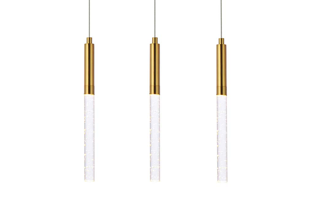 Elegant Ruelle 3 Lights Pendant - Gold, L 18" (5203D18G)