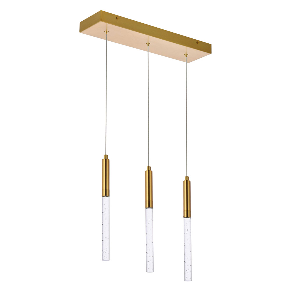 Elegant Ruelle 3 Lights Pendant - Gold, L 18" (5203D18G)