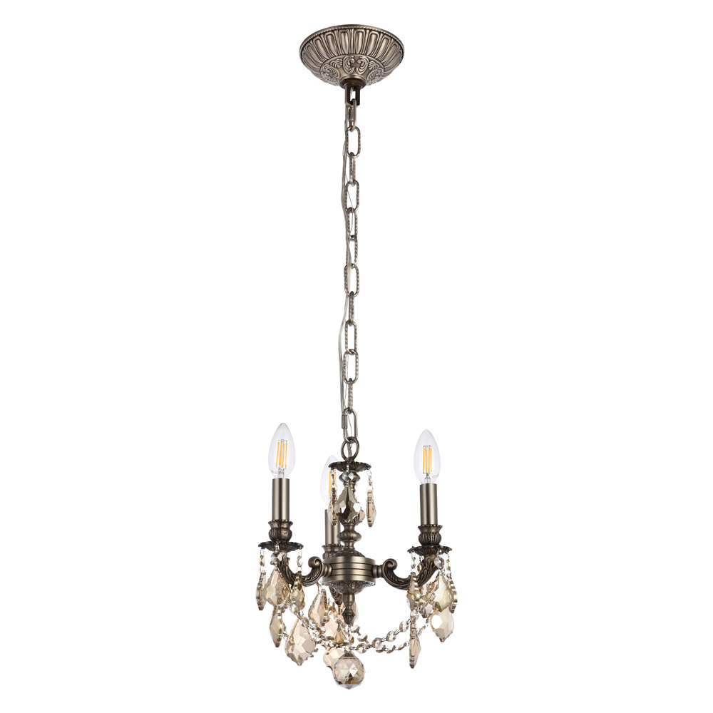 Elegant Lillie 3-Light - Pewter/Golden Teak (9103D10PW-GT-RC)