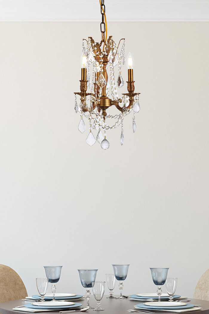 Elegant Chateau Design 3-Light 18'' Mini Chandelier - French Gold (9203D13FG-RC)