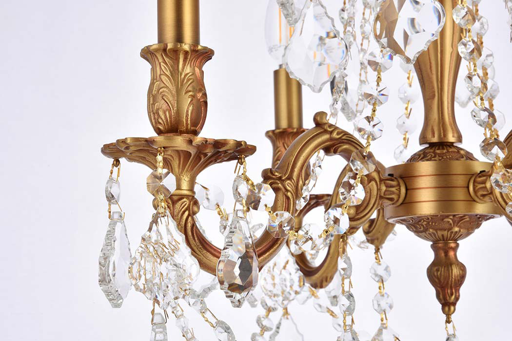 Elegant Chateau Design 4-Light 21'' Mini Chandelier - French Gold (9204D17FG-RC)