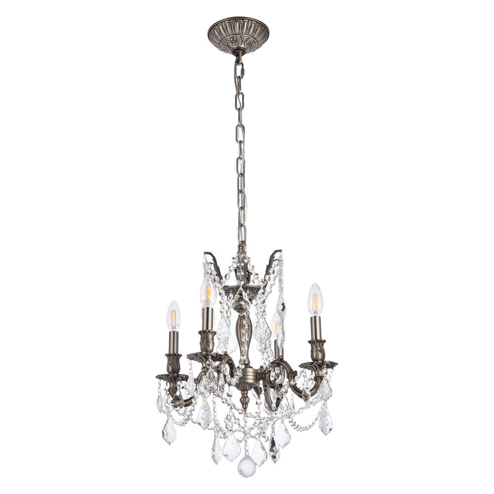 Elegant Chateau Design 4-Light 21'' Mini Chandelier - Pewter (9204D17PW-RC)