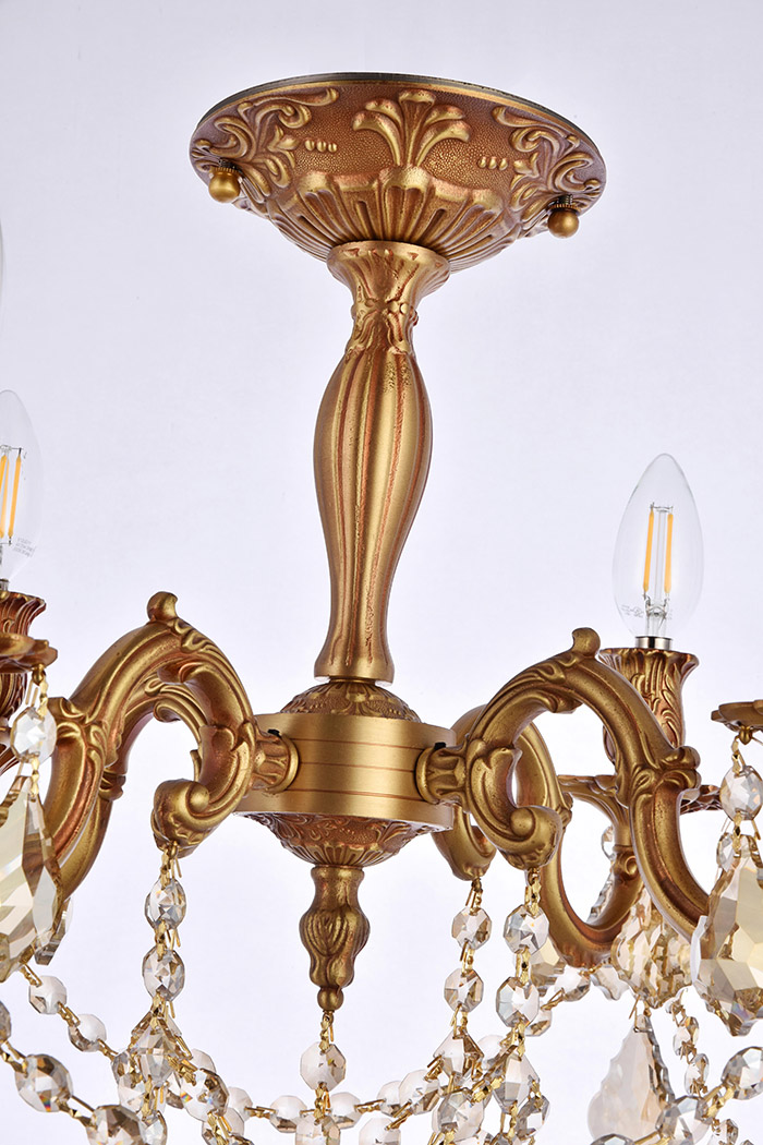 Elegant Chateau Design 4-Light 19'' Ceiling Mount - French Gold/Golden Teak (9204F17FG-GT-RC)