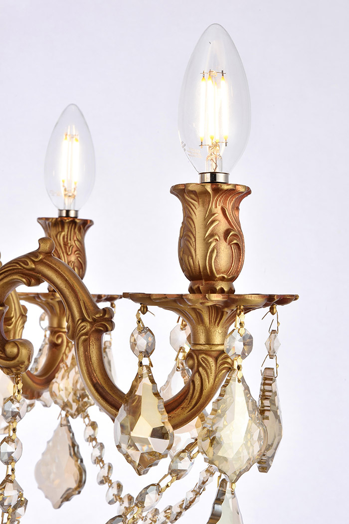 Elegant Chateau Design 4-Light 19'' Ceiling Mount - French Gold/Golden Teak (9204F17FG-GT-RC)