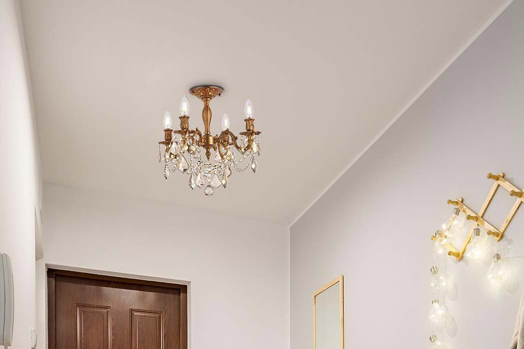 Elegant Chateau Design 4-Light 19'' Ceiling Mount - French Gold/Golden Teak (9204F17FG-GT-RC)