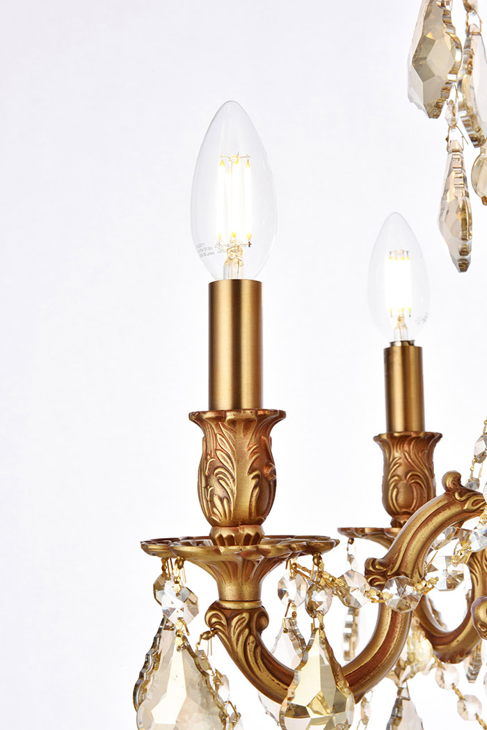 Elegant Chateau Design 5-Light 19'' Mini Chandelier - French Gold/Golden Teak (9205D18FG-GT-RC)