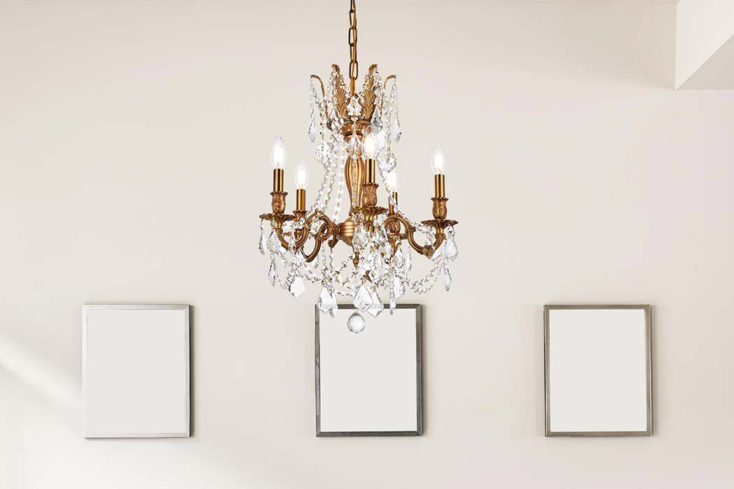 Elegant Chateau Design 5-Light 19'' Mini Chandelier - French Gold (9205D18FG-RC)