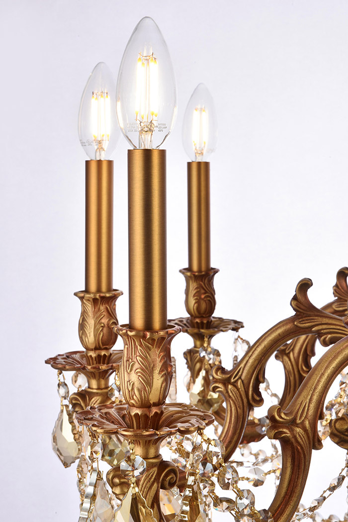 Elegant Chateau Design 10-Light 31'' Chandelier - French Gold/Golden Teak (9210D28FG-GT-RC)