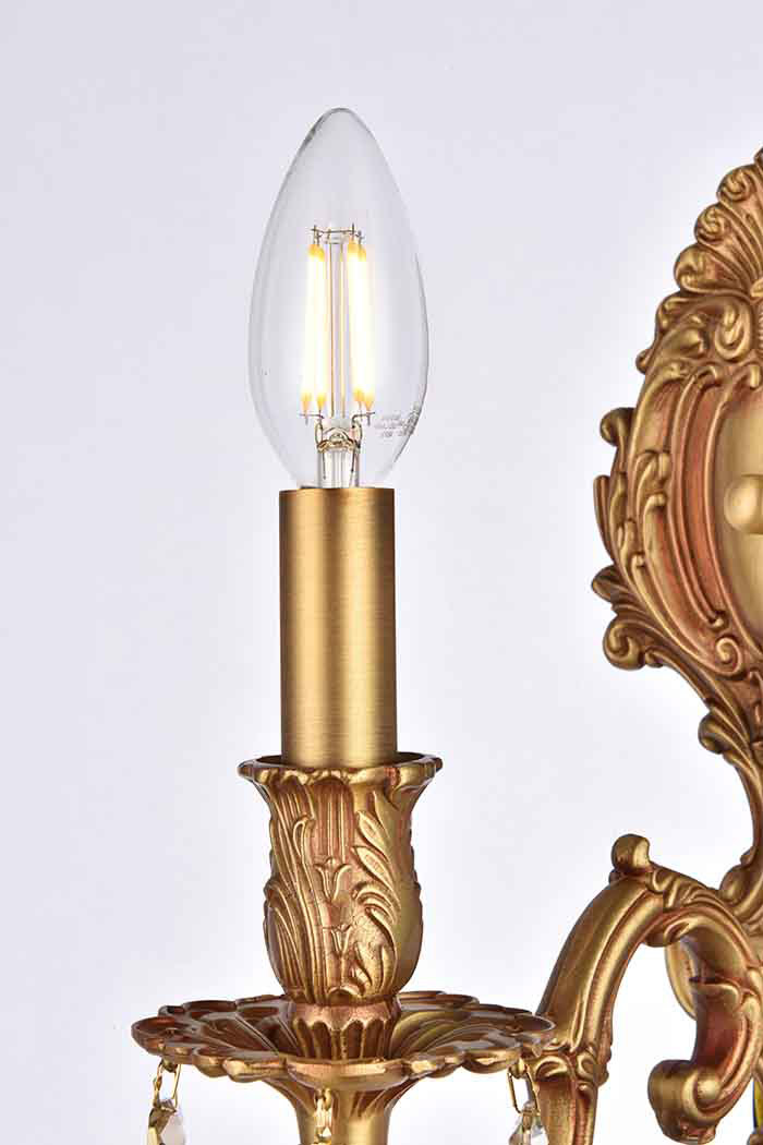 Elegant Wall Sconce - French Gold/Golden Teak (9601W5FG-GT-RC)