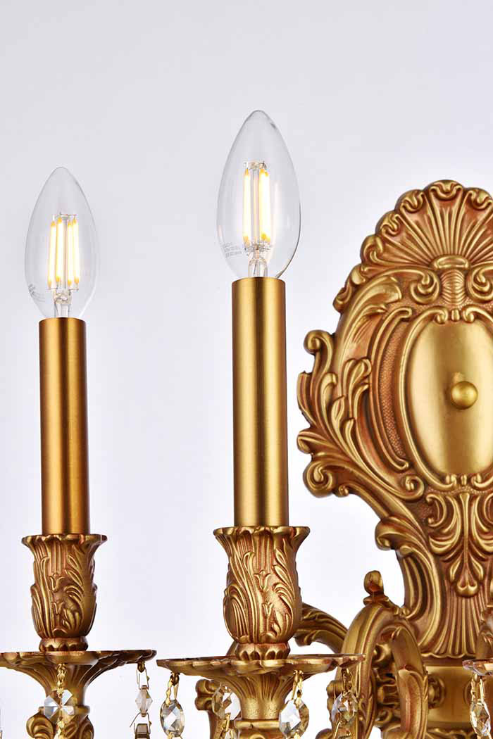 Elegant Wall Sconce - French Gold/Golden Teak (9605W21FG-GT-RC)