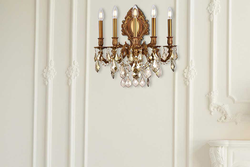 Elegant Wall Sconce - French Gold/Golden Teak (9605W21FG-GT-RC)