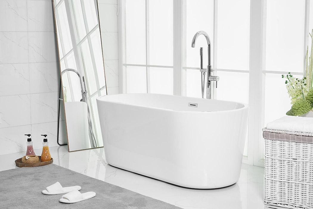 Elegant Soaking Roll Top Bathtub - White, D 59" (BT10659GW)