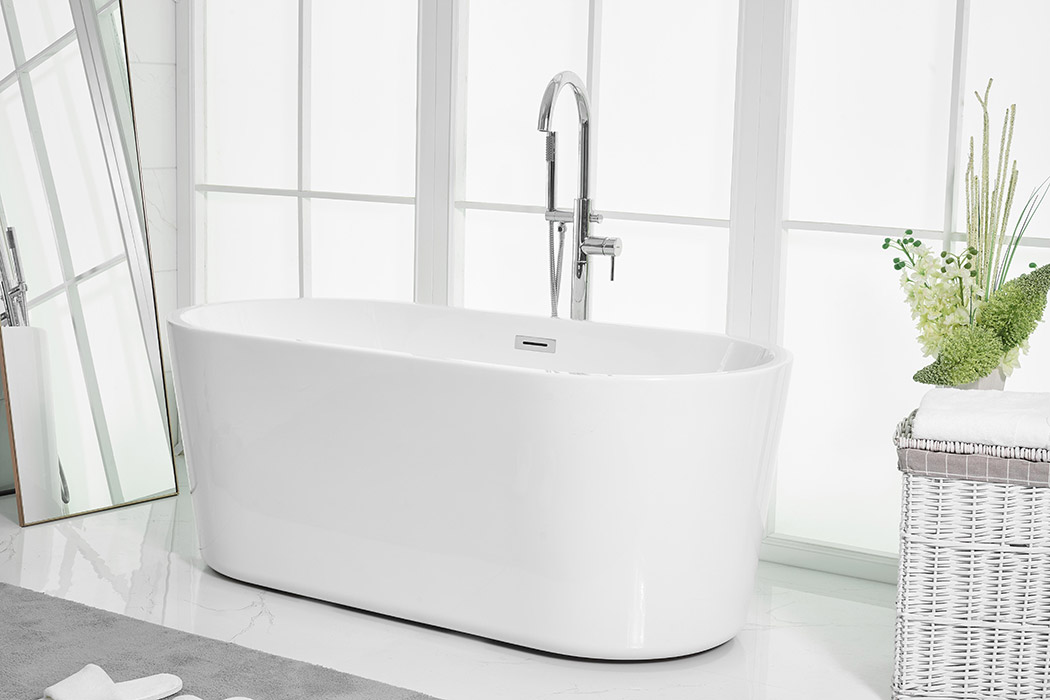 Elegant Soaking Roll Top Bathtub - White, D 59" (BT10659GW)