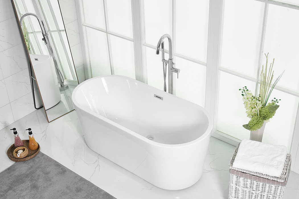 Elegant Soaking Roll Top Bathtub - White, D 59" (BT10659GW)