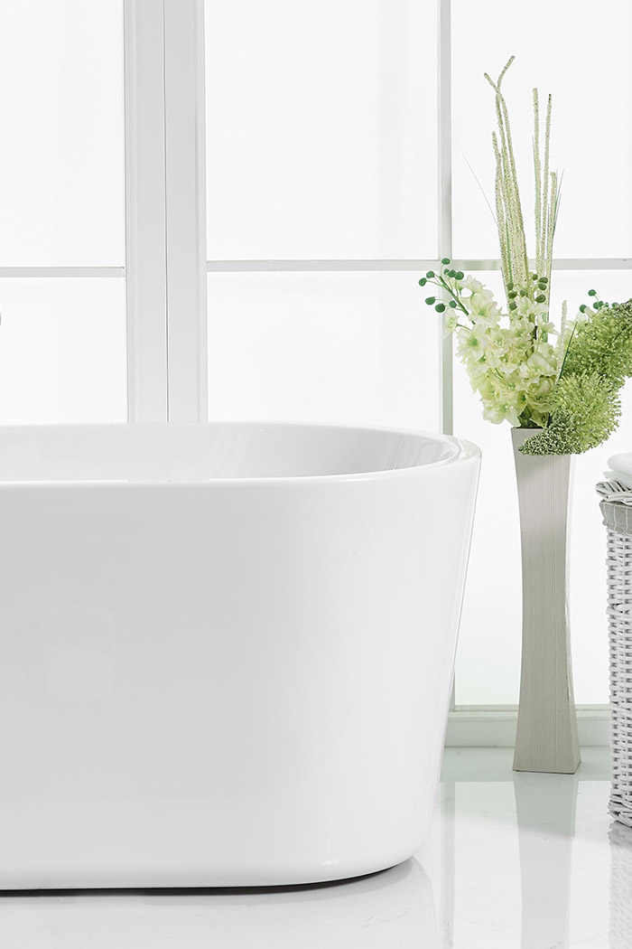 Elegant Soaking Roll Top Bathtub - White, D 59" (BT10659GW)