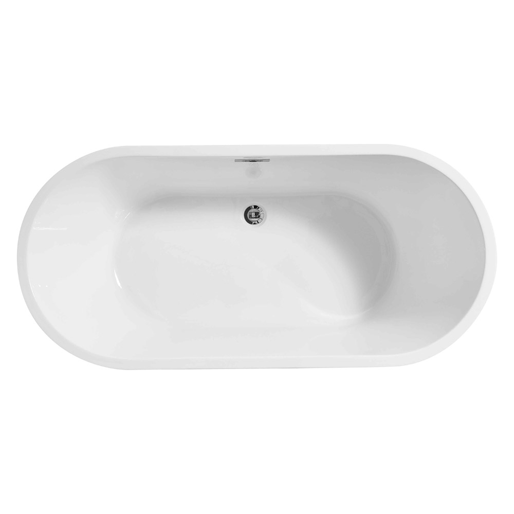 Elegant Soaking Roll Top Bathtub - White, D 59" (BT10659GW)