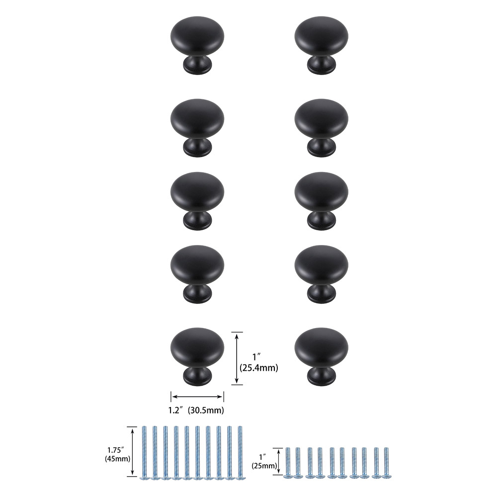 Elegant Cadon Cabinet Knob, Set of 10 - Matte Black (KB2002-MB-10PK)