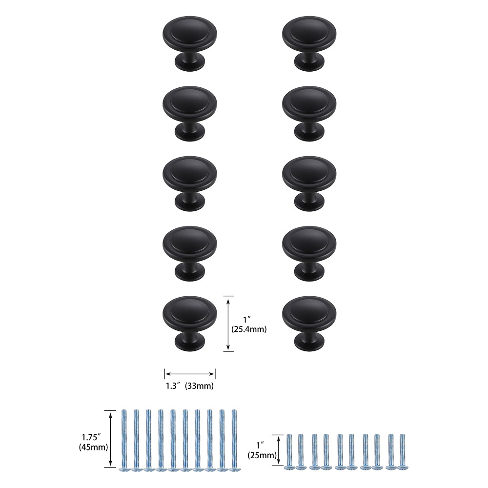 Elegant Cadon Cabinet Knob, Set of 10 - Matte Black (KB2005-MB-10PK)