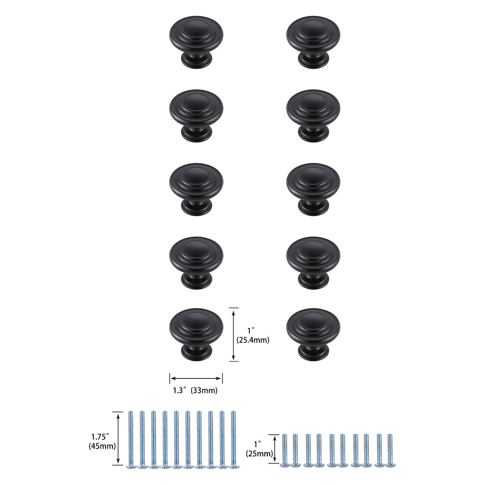 Elegant Cadon Cabinet Knob, Set of 10 - Matte Black (KB2006-MB-10PK)