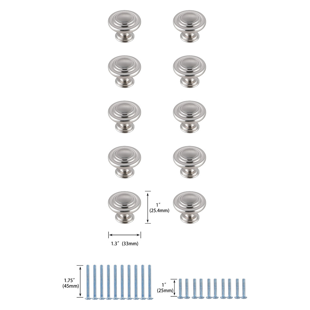 Elegant Cadon Cabinet Knob, Set of 10 - Brushed Nickel (KB2006-NK-10PK)