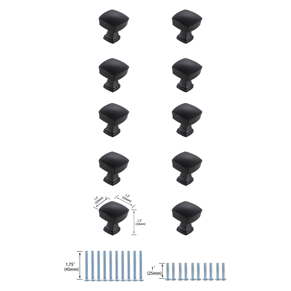 Elegant Cadon Cabinet Knob, Set of 10 - Matte Black (KB2022-MB-10PK)