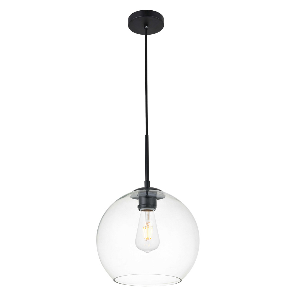 Elegant Baxter 1-Light Pendant - Black, L 9.8" (LD2212BK)