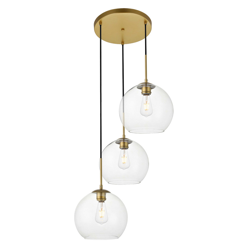 Elegant Baxter 3-Light Pendant - Brass, L 20.1" (LD2214BR)