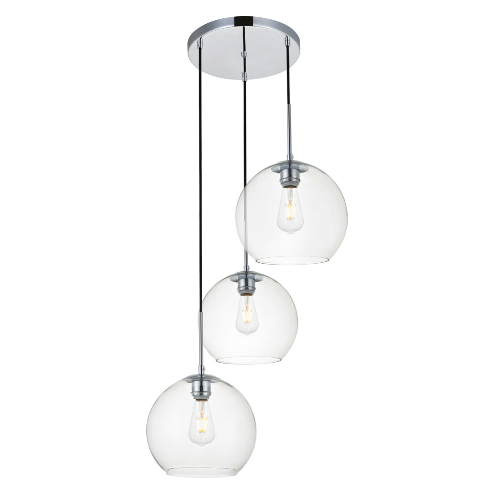 Elegant Baxter 3-Light Pendant - Chrome, L 20.1" (LD2214C)