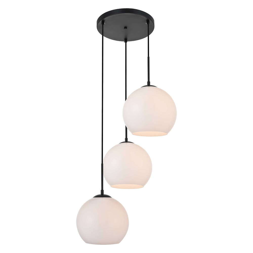 Elegant Baxter 3-Light Pendant - Black, L 20.1" (LD2215BK)